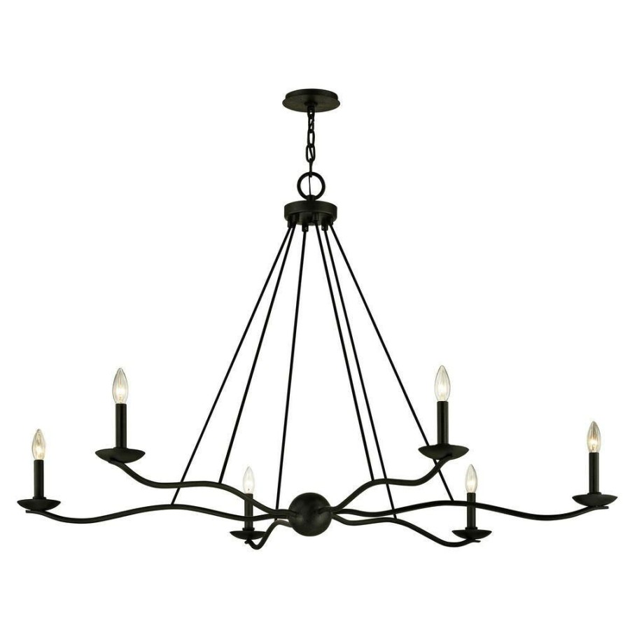 Commercial Lighting * | Sawyer 53.5 In. 6-Light Forged Iron D Chandelier By Troy Lighting