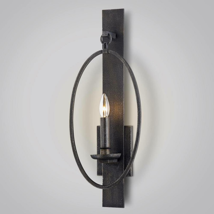 Wall Sconces * | Baily 1-Light Silver Aged Wall Sconce By Troy Lighting