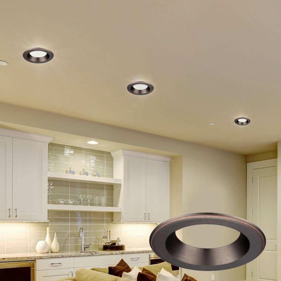 Recessed Lighting * | 6 In. Decorative Bronze Trim Ring For Led Recessed Light With Trim Ring By Envirolite