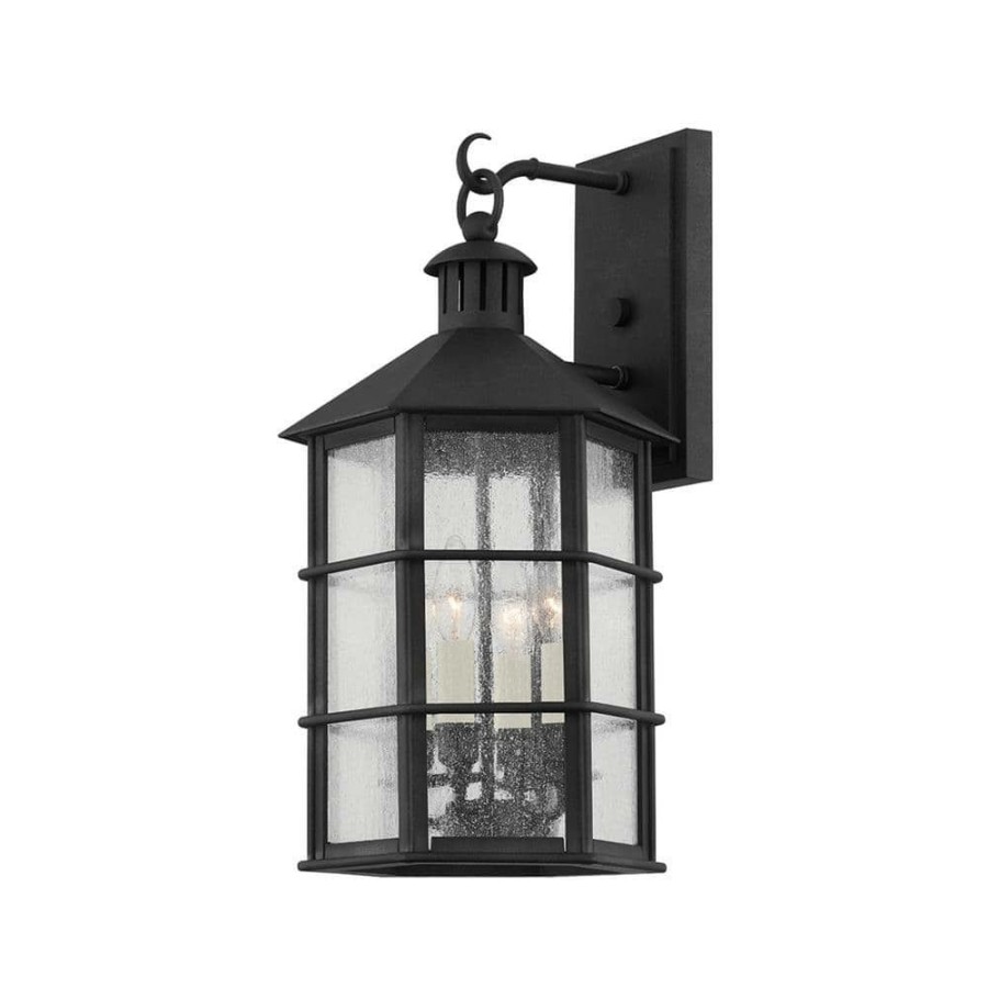 Outdoor Lighting * | Lake County 4-Light French Iron, Clear Seeded Outdoor Wall Lantern Sconce By Troy Lighting