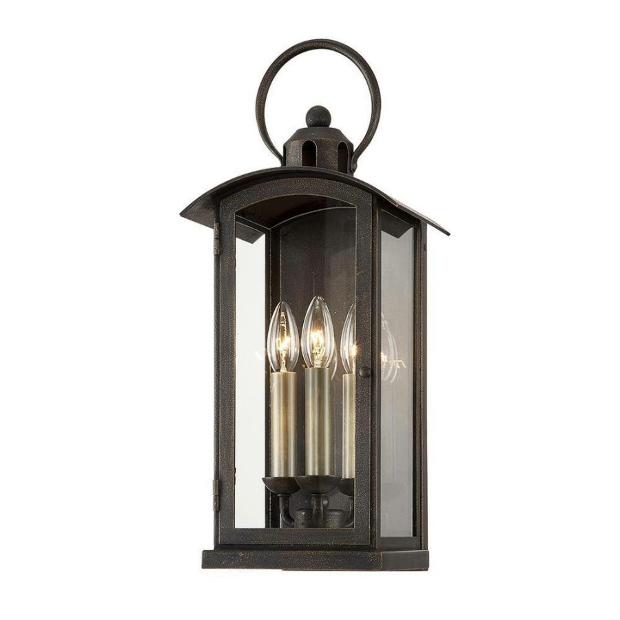 Wall Sconces * | Chaplin 3-Light Vintage Bronze Wall Sconce With Clear Glass Shade By Troy Lighting