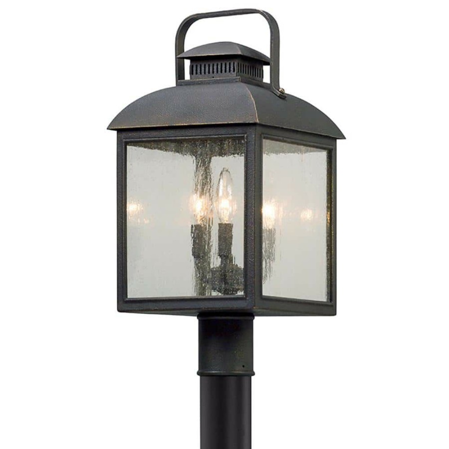 Outdoor Lighting * | Chamberlain 3-Light Outdoor Vintage Bronze Post Light By Troy Lighting