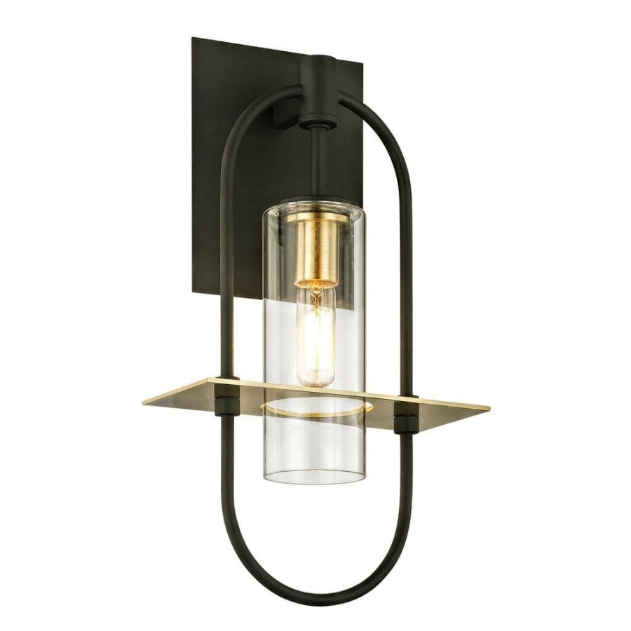 Outdoor Lighting * | Smyth 1-Light Dark Bronze 14 In. H Outdoor Wall Lantern Sconce With Clear Glass By Troy Lighting