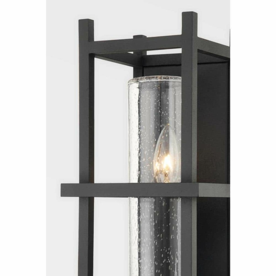 Wall Sconces * | Carlo 1-Light Textured Black, Clear Seeded Wall Sconce By Troy Lighting