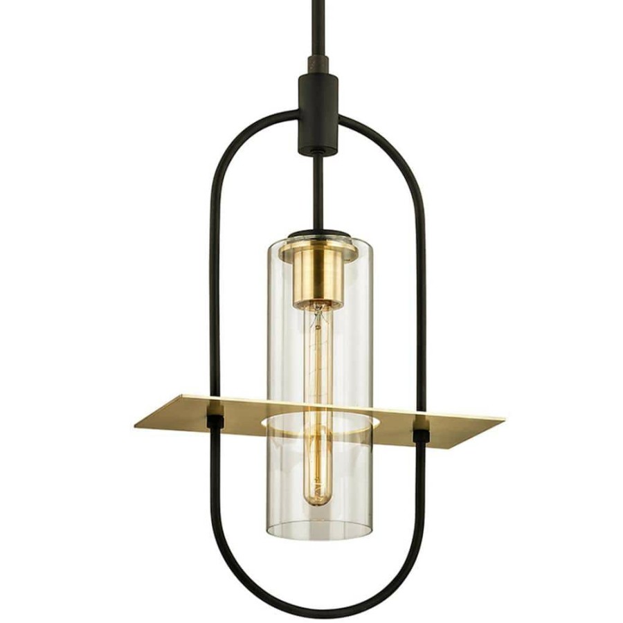 Outdoor Lighting * | Smyth Dark Bronze 1-Light 12.5 In. W Outdoor Hanging Light With Clear Glass By Troy Lighting