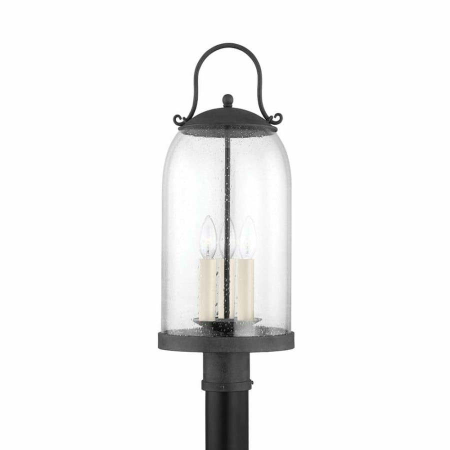 Outdoor Lighting * | Napa County 3-Light French Iron, Clear Seeded Lantern Pendant Light By Troy Lighting