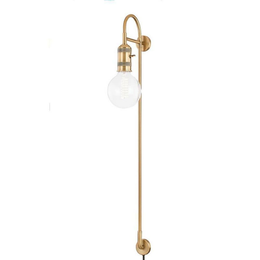 Wall Sconces * | Dean 1-Light Patina Brass Plug-In Sconce By Troy Lighting