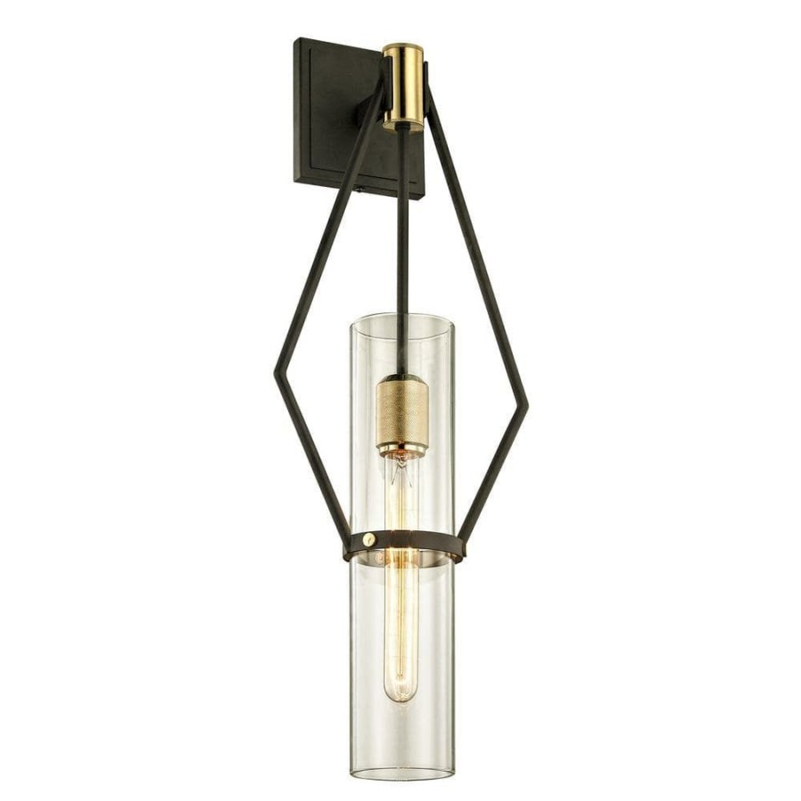 Wall Sconces * | Raef 1-Light Textured Bronze 25.5 In. H Wall Sconce With Clear Glass By Troy Lighting