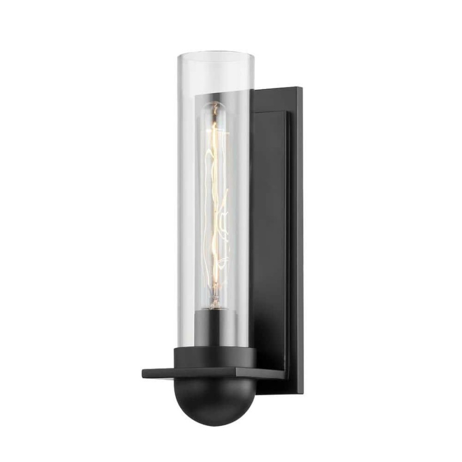 Wall Sconces * | Kai 1-Light Satin Black Wall Sconce By Troy Lighting