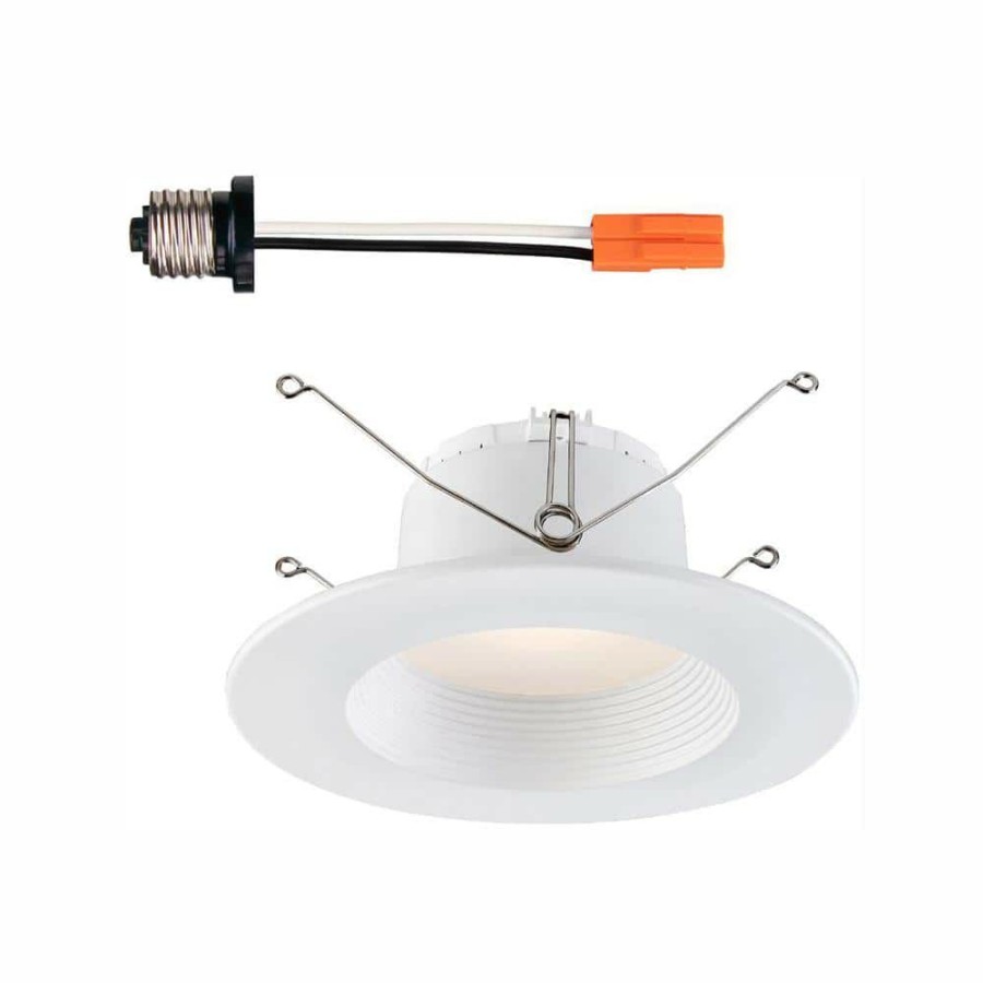 Recessed Lighting * | 5 In. / 6 In. White Integrated Led Recessed Can Light Baffle Trim By Envirolite