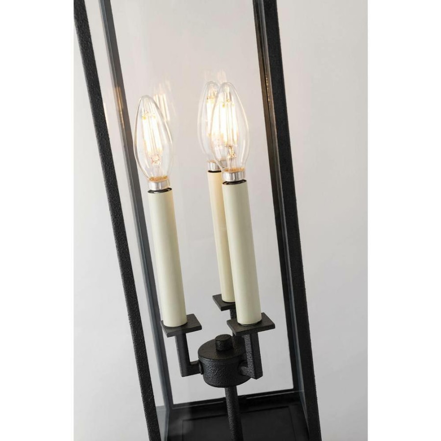 Outdoor Lighting * | Beckham 3-Light Forged Iron 23.75 In. H Outdoor Post Light With Clear Glass By Troy Lighting