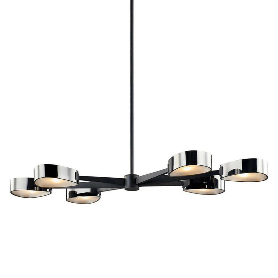 Commercial Lighting * | Allisio 6-Light Carbide Black And Black Chrome Pendant By Troy Lighting