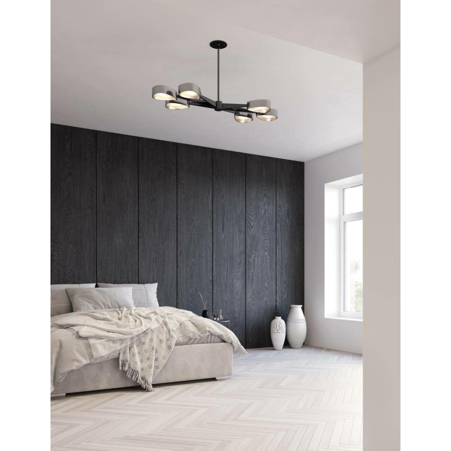 Commercial Lighting * | Allisio 6-Light Carbide Black And Black Chrome Pendant By Troy Lighting