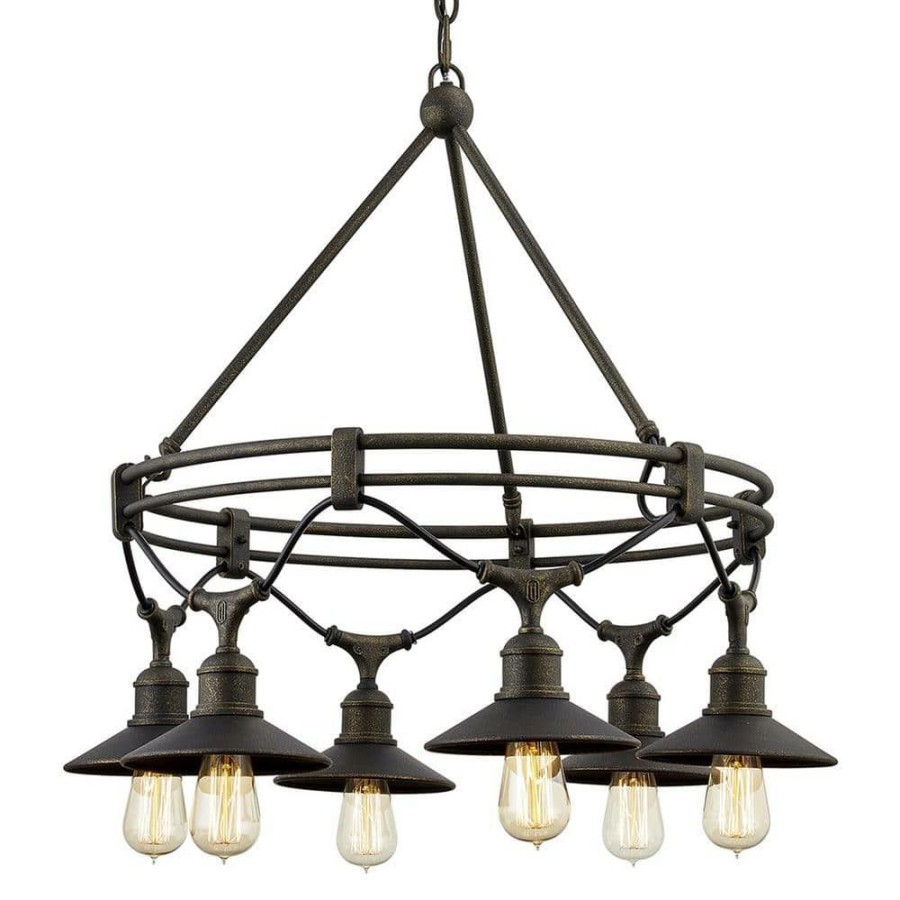 Commercial Lighting * | Shelton 6-Light Vintage Bronze Chandelier By Troy Lighting